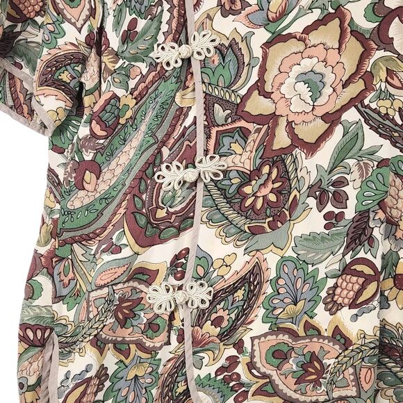 Vintage DELUXE 100% Silk Womens Chinese Style Blouse Brocade Knot Closure Floral - Picture 6 of 13